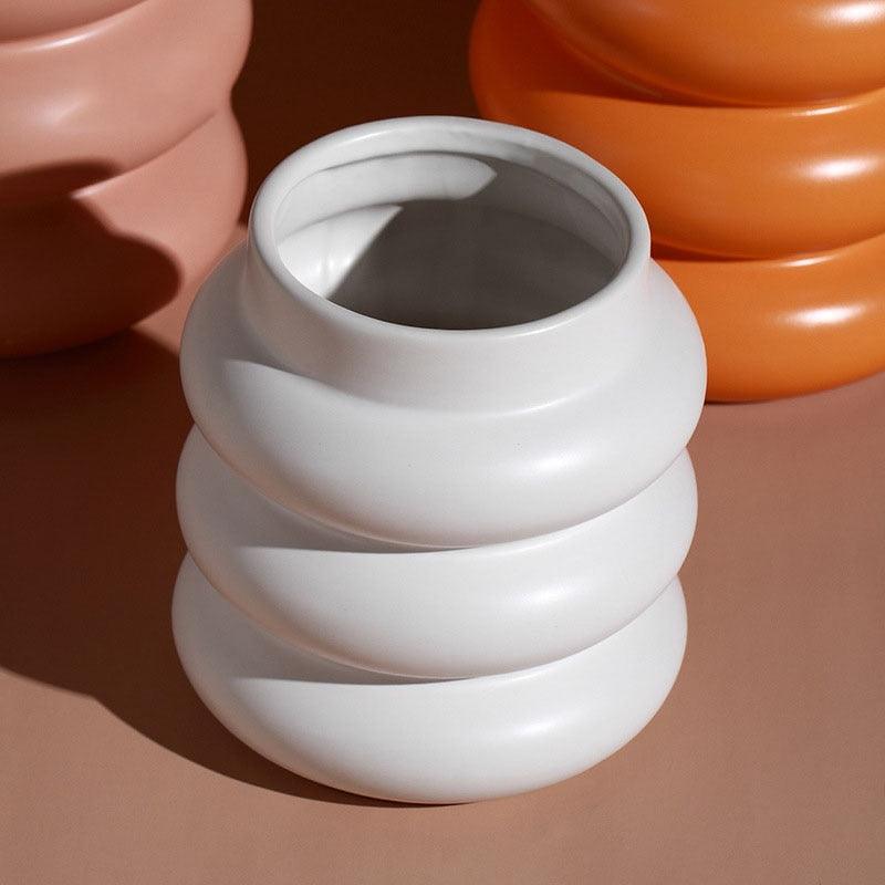 Chunky Rolls Ceramic Vase Small White | Sage & Sill