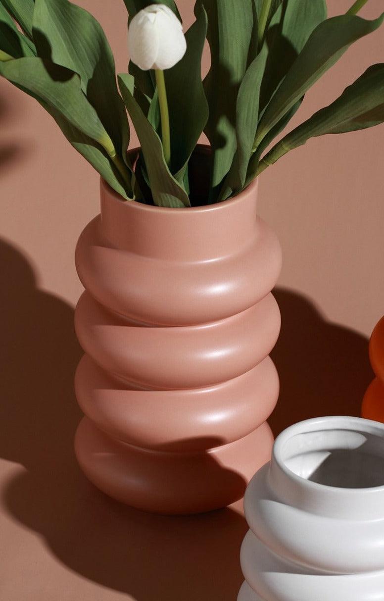 Chunky Rolls Ceramic Vase Large DarkSalmon | Sage & Sill