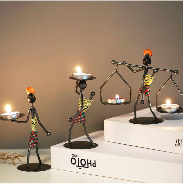 Abstract Figurine Metal Candle Holder 3-Piece Set / Colorful | Sage & Sill