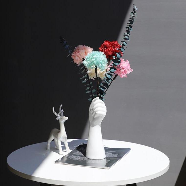 White Ceramic Hand Flower Vase | Sage & Sill