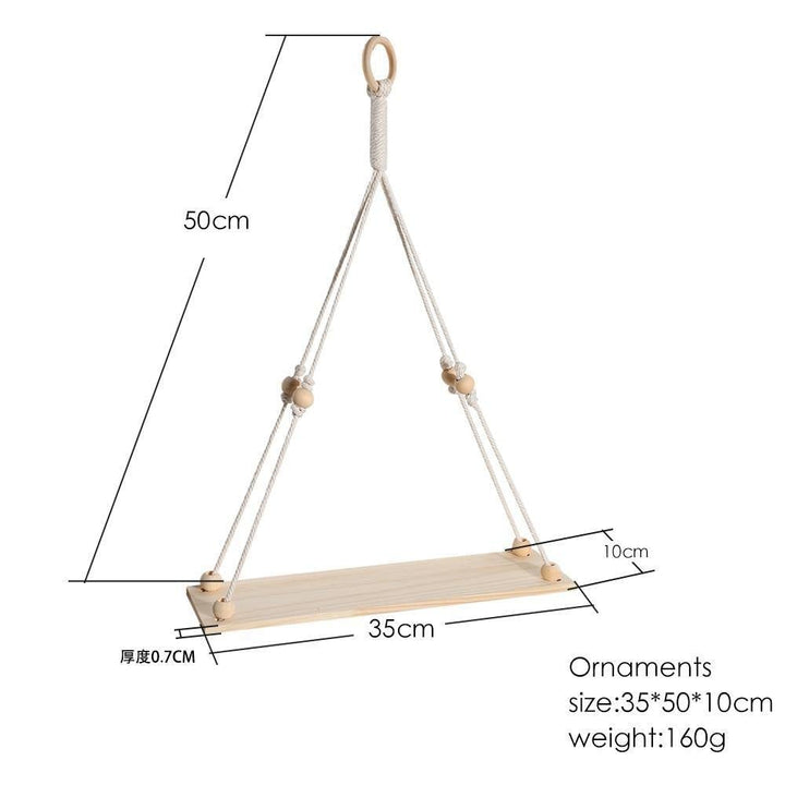 Handmade Macrame Rope Swing Wooden Shelf | Sage & Sill