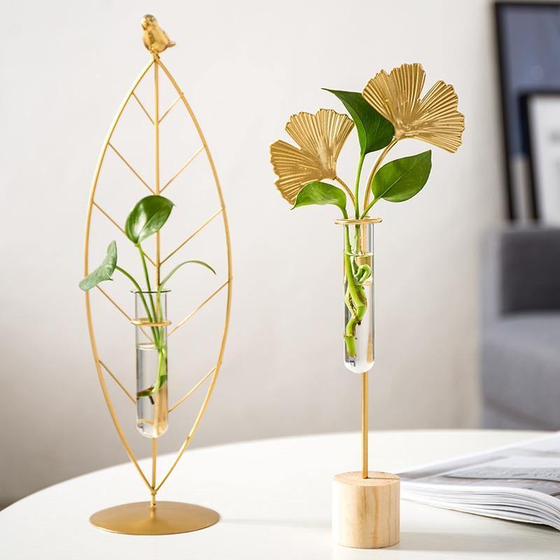 Gold Flora Metal and Glass Test Tube Propagation Vase | Sage & Sill