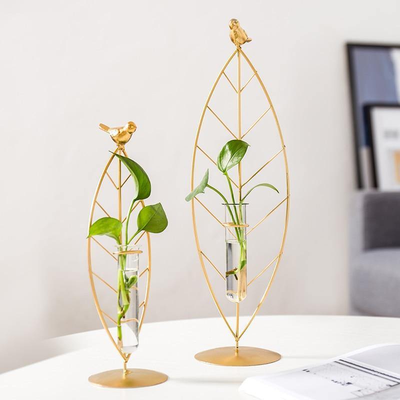 Gold Flora Metal and Glass Test Tube Propagation Vase | Sage & Sill