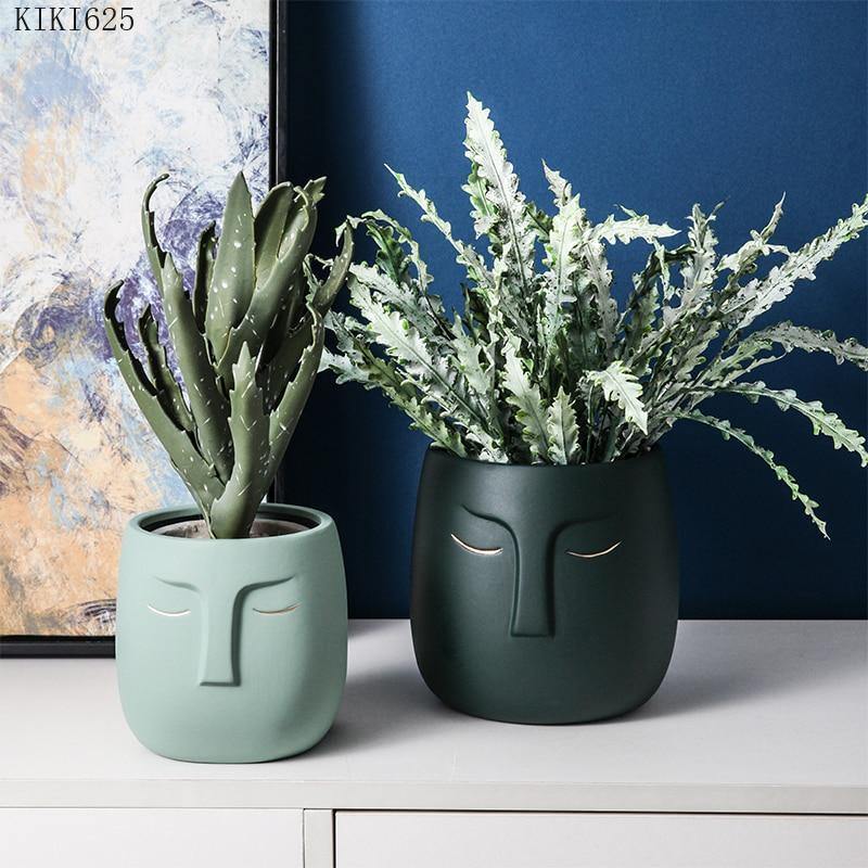 Ceramic Abstract Sleeping Face Planter | Sage & Sill