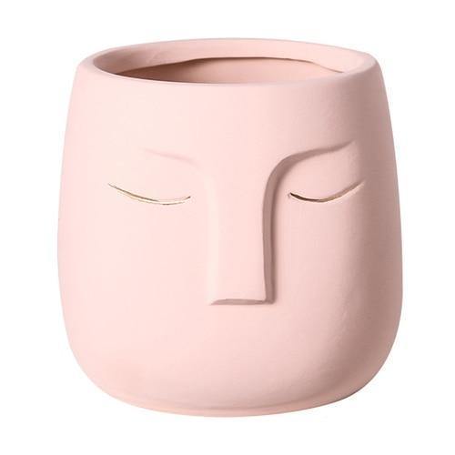 Ceramic Abstract Sleeping Face Planter Pink / 12x12x12.5cm | Sage & Sill