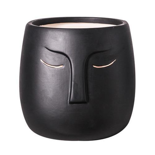 Ceramic Abstract Sleeping Face Planter Black / 16.5x16.5x16cm | Sage & Sill