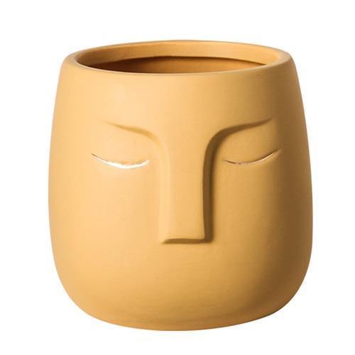 Ceramic Abstract Sleeping Face Planter Goldenrod / 12x12x12.5cm | Sage & Sill