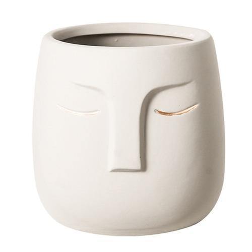 Ceramic Abstract Sleeping Face Planter White / 14x14x13cm | Sage & Sill