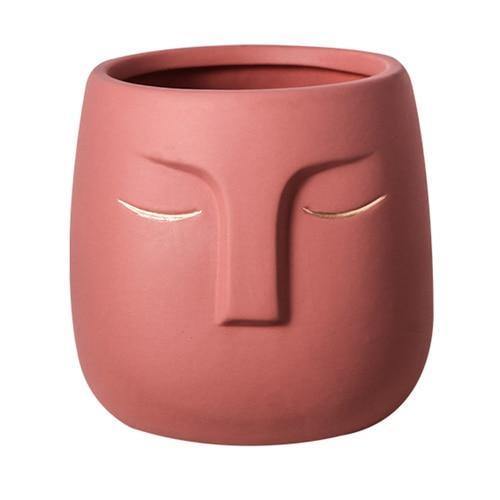 Ceramic Abstract Sleeping Face Planter IndianRed / 12x12x12.5cm | Sage & Sill