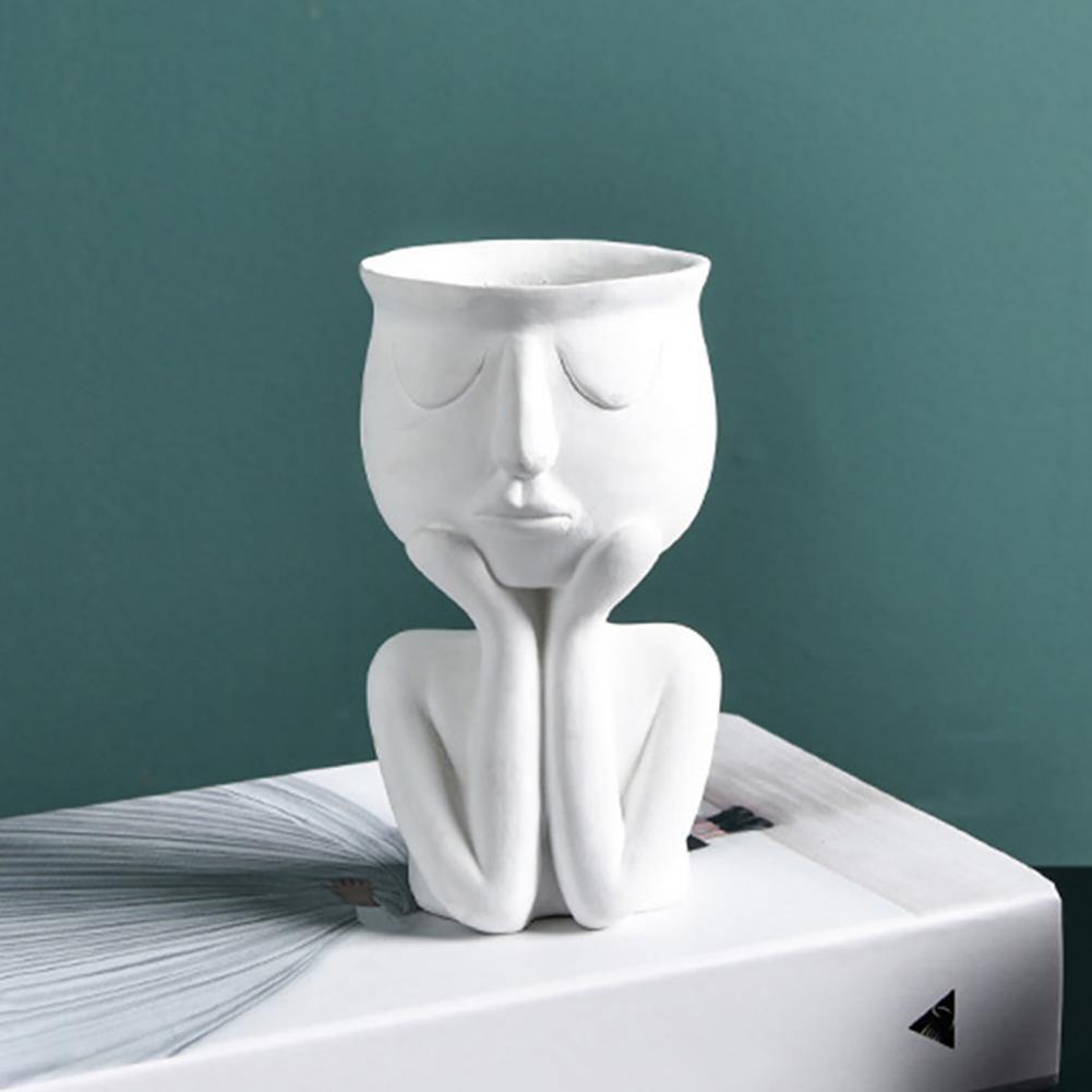 Cupping Face Resting Ceramic Planter White | Sage & Sill