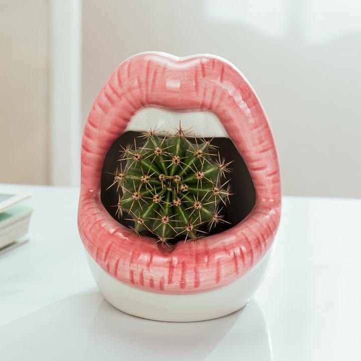 Pucker Up Lips Ceramic Planter Pink | Sage & Sill