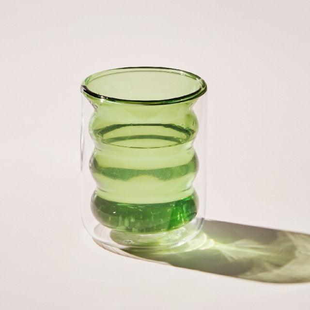 Double Wall Insulated Bubble Glass Cup YellowGreen | Sage & Sill