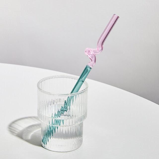 Twist Colorful Glass Straw Teal / Plum / Twist | Sage & Sill