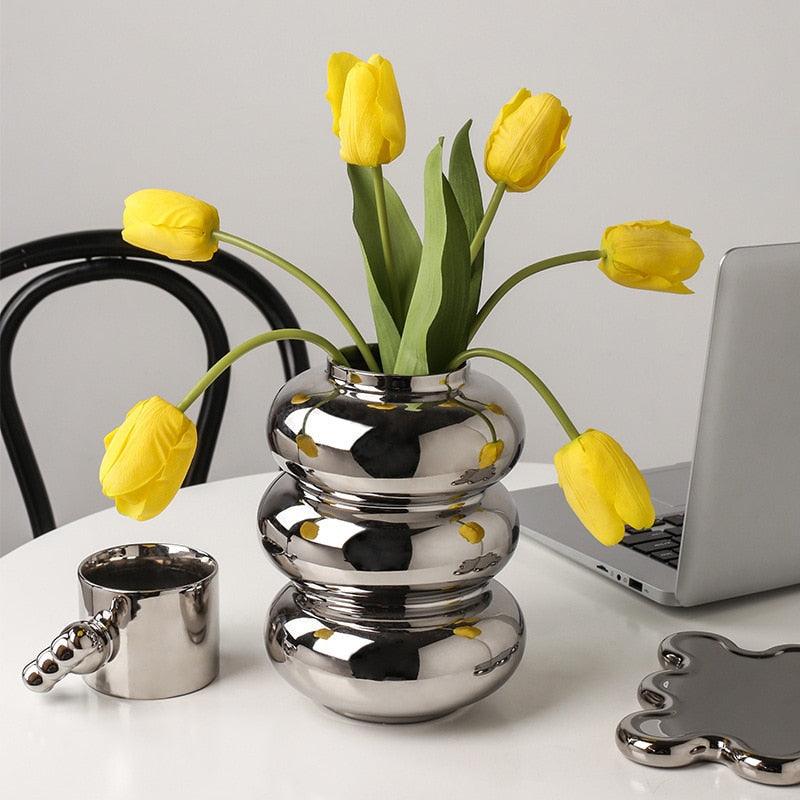 Ring Dance Plated Ceramic Vases | Sage & Sill