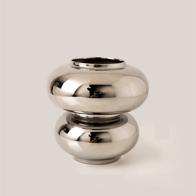 Ring Dance Plated Ceramic Vases Double Ring / Silver | Sage & Sill