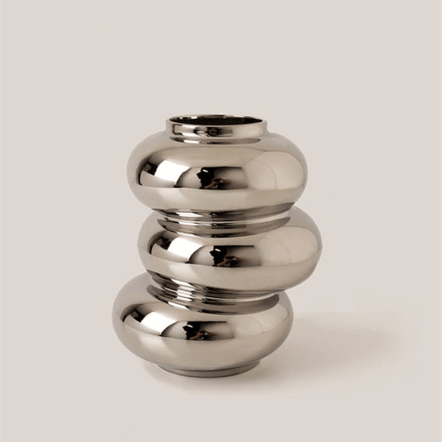 Ring Dance Plated Ceramic Vases Dancing Tower / Silver | Sage & Sill