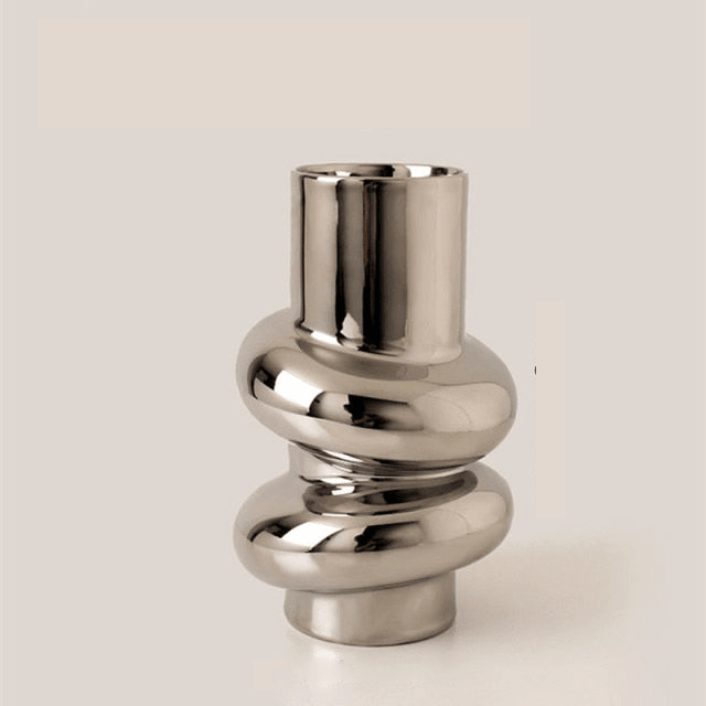 Ring Dance Plated Ceramic Vases Ring Tower / Silver | Sage & Sill