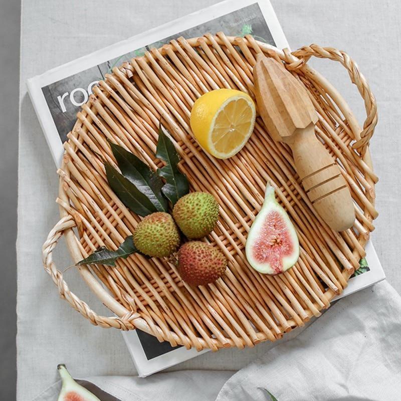 Woven Rattan Serving Tray Circle | Sage & Sill