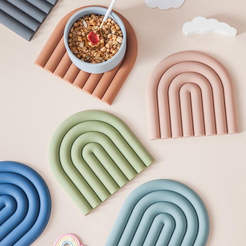 Silicone Rainbow Coasters - Retro Chic Design, 6 Colors – Sage & Sill