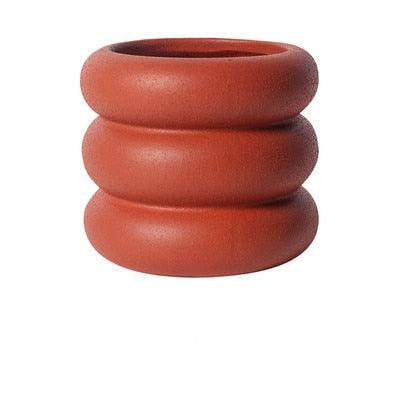 Round Rolls Ceramic Plant Pot FireBrick / Small | Sage & Sill