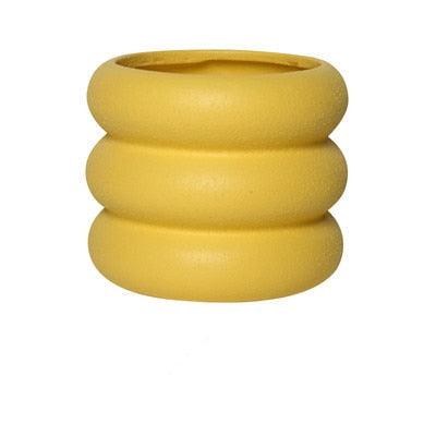 Round Rolls Ceramic Plant Pot Yellow / Small | Sage & Sill