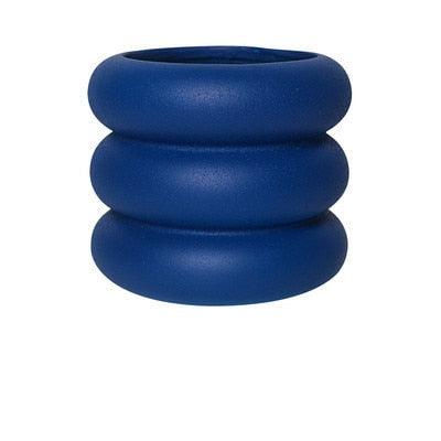 Round Rolls Ceramic Plant Pot MediumBlue / Small | Sage & Sill