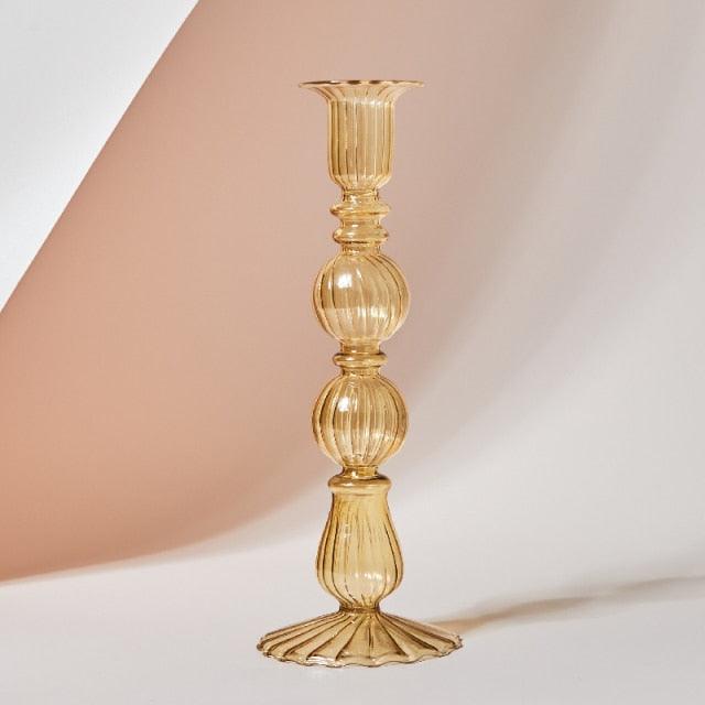 Fleur Pastel Glass Candlestick Holders Goldenrod | Sage & Sill