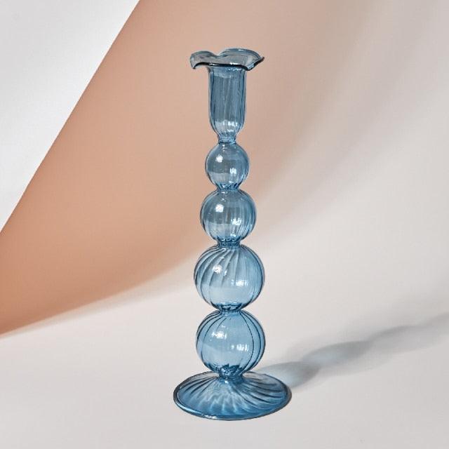 Fleur Pastel Glass Candlestick Holders DodgerBlue | Sage & Sill