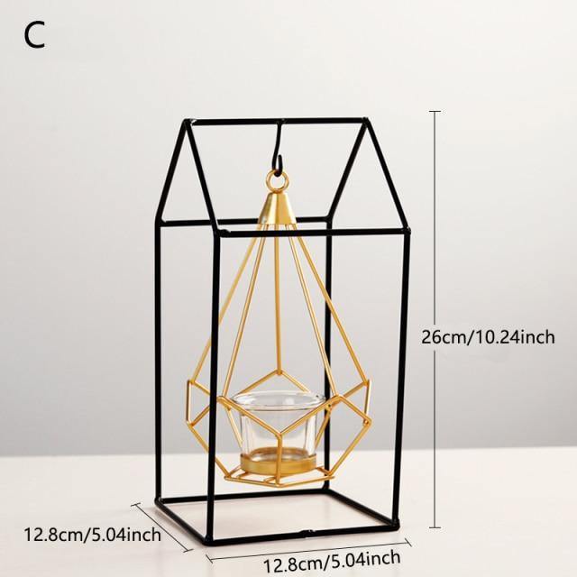Geometric Iron Hanging Lantern Candle Holder or Vase House | Sage & Sill