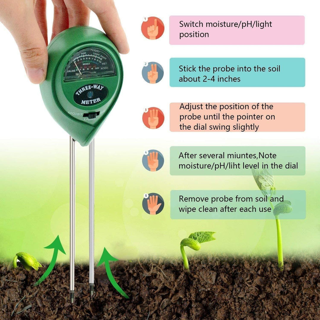  Plant Moisture Meter, 3 in 1 Soil Moisture Light pH