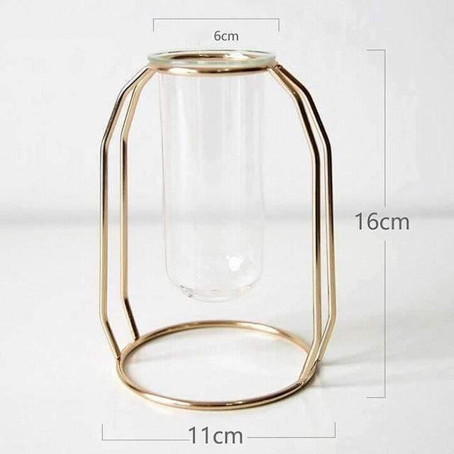 Geometric Floating Iron and Glass Propagation Vase Gold / Small | Sage & Sill