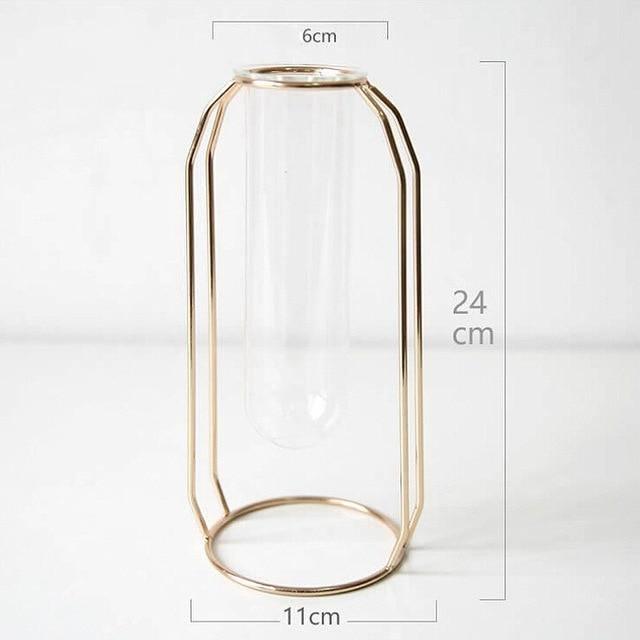 Geometric Floating Iron and Glass Propagation Vase Gold / Medium | Sage & Sill