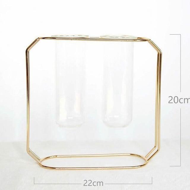 Geometric Floating Iron and Glass Propagation Vase Gold / Large | Sage & Sill