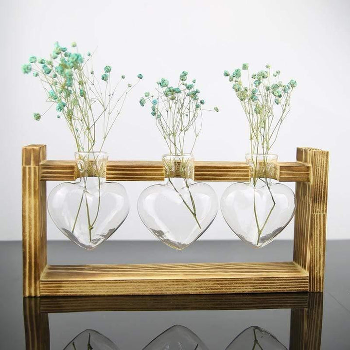 Heart Glass & Wood Propagation Vase | Sage & Sill