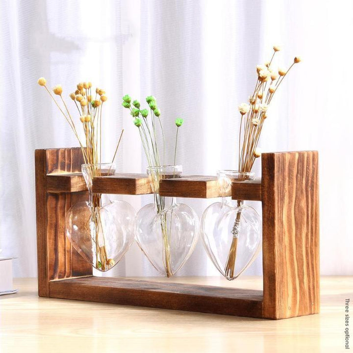 Heart Glass & Wood Propagation Vase | Sage & Sill