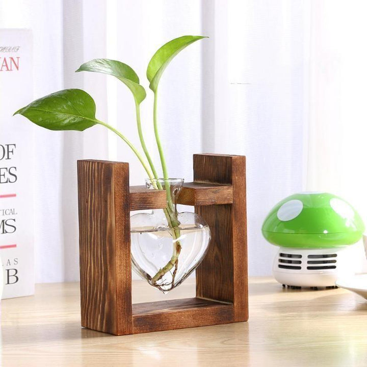 Heart Glass & Wood Propagation Vase Single | Sage & Sill